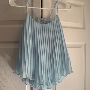 Blue Pleated Crop Top